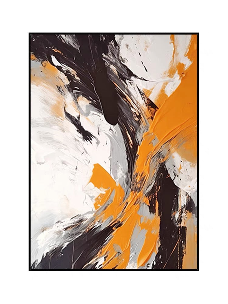 Dynamic Abstract Oil Painting in Earthy Tones with Bold Contrasts for Modern Decor