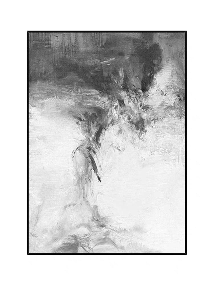 Elegant Gray and White Abstract Oil Painting for Modern Home Decor