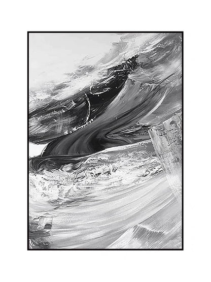 Contemporary Black and White Abstract Oil Painting for Modern Home Décor