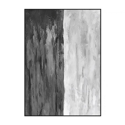 Contemporary Gray and White Abstract Oil Painting for Modern Home Decor