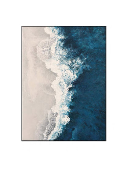 Tranquil Ocean Waves Abstract Oil Painting for Coastal Home Decor