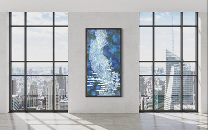 Serene Blue Sky Oil Painting with Whimsical Clouds for Tranquil Home Decor