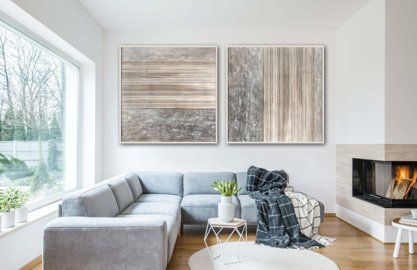 Rustic Elegance: Textured Neutral Tones in Contemporary Oil Painting