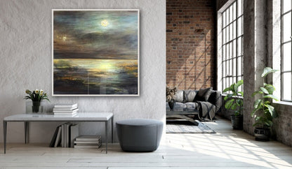 Serene Sunset Reflection: Captivating Oil Painting of Dusk at the Water's Edge