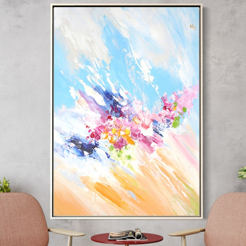 Vibrant Abstract Floral Oil Painting for Elegant Home Décor