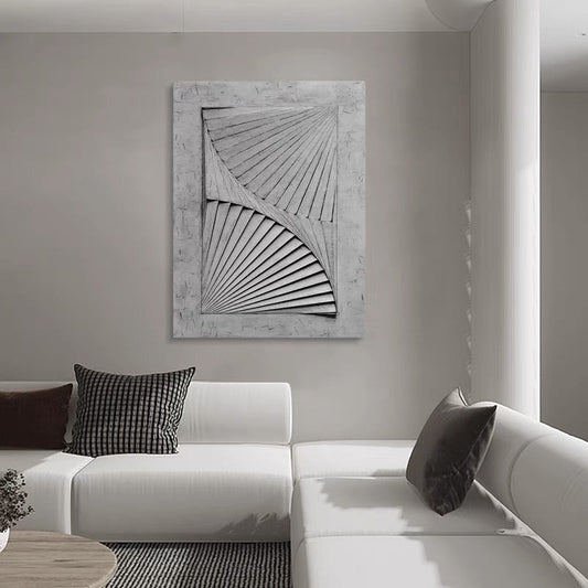 Abstract Gray Oil Painting with Dynamic Spiral Design