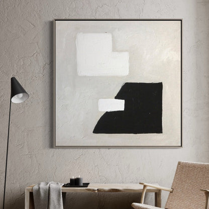Contemporary Japandi Abstract Oil Painting in Neutral Tones for Modern Interiors