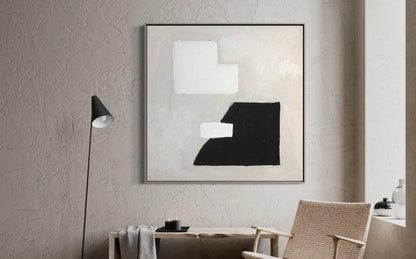 Contemporary Japandi Abstract Oil Painting in Neutral Tones for Modern Interiors