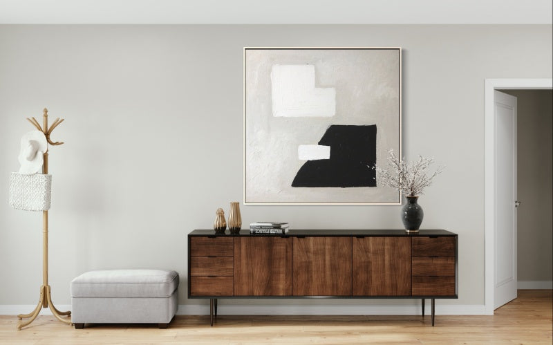 Contemporary Japandi Abstract Oil Painting in Neutral Tones for Modern Interiors