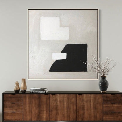 Contemporary Japandi Abstract Oil Painting in Neutral Tones for Modern Interiors