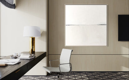 Minimalist White Landscape Oil Painting for Modern Home Decor