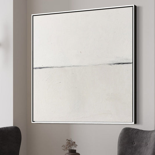 Minimalist White Landscape Oil Painting for Modern Home Decor