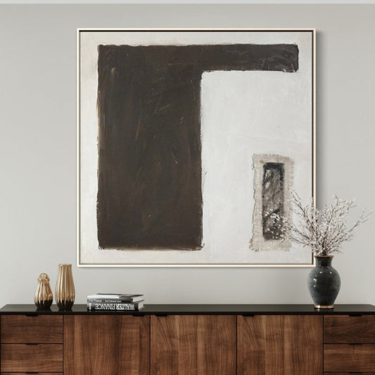 Abstract Black and White Oil Painting for Modern Home Décor