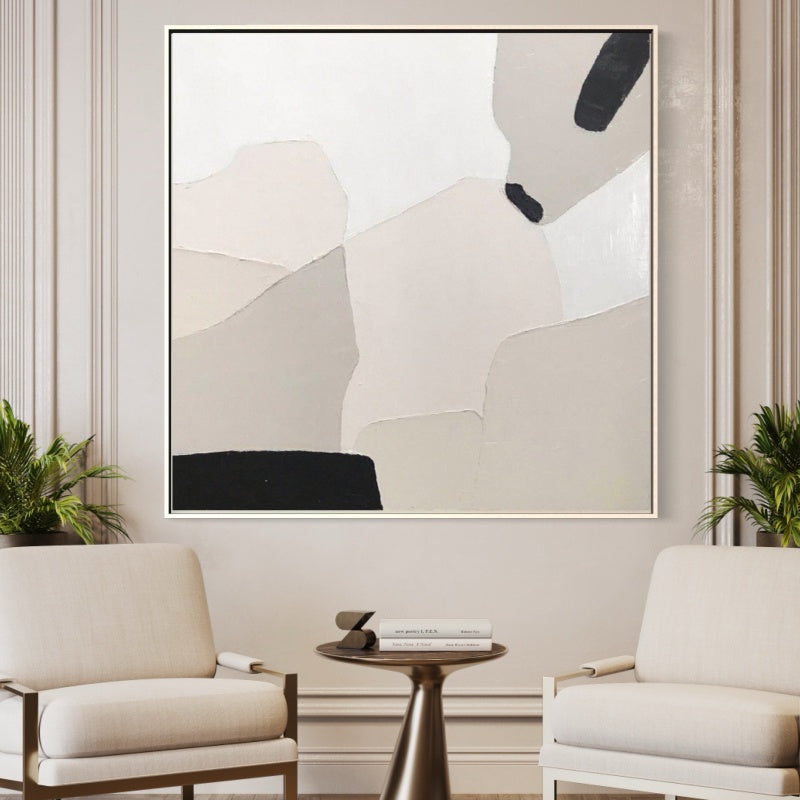 Abstract Serenity: Modern Oil Painting in Neutral Tones for Elegant Home Decor