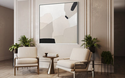 Abstract Serenity: Modern Oil Painting in Neutral Tones for Elegant Home Decor