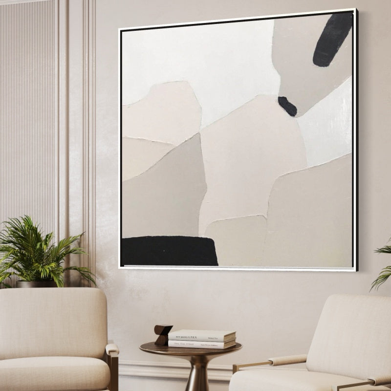 Abstract Serenity: Modern Oil Painting in Neutral Tones for Elegant Home Decor