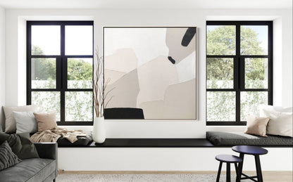 Abstract Serenity: Modern Oil Painting in Neutral Tones for Elegant Home Decor