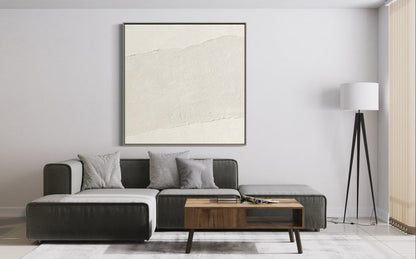Minimalist White Canvas Oil Painting for Modern Home Decor