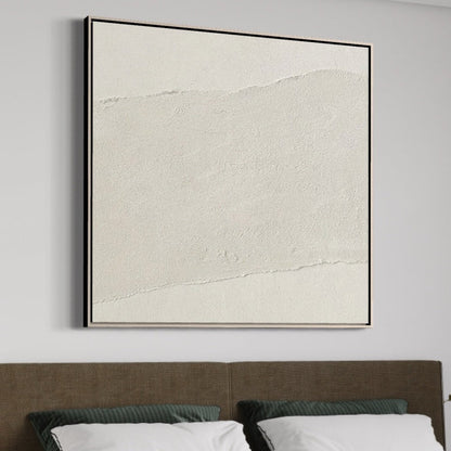 Minimalist White Canvas Oil Painting for Modern Home Decor