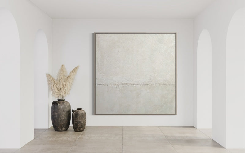 Contemporary Minimalist Oil Painting - Subtle Textures and Soft Color Palette