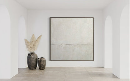 Contemporary Minimalist Oil Painting - Subtle Textures and Soft Color Palette