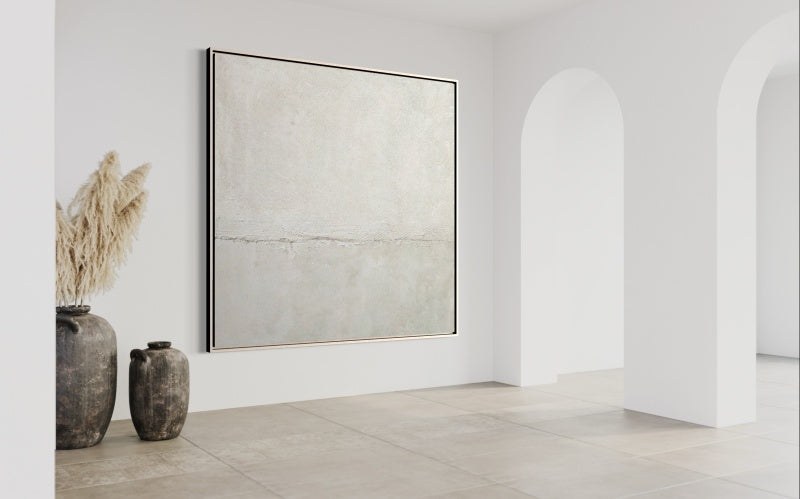 Contemporary Minimalist Oil Painting - Subtle Textures and Soft Color Palette