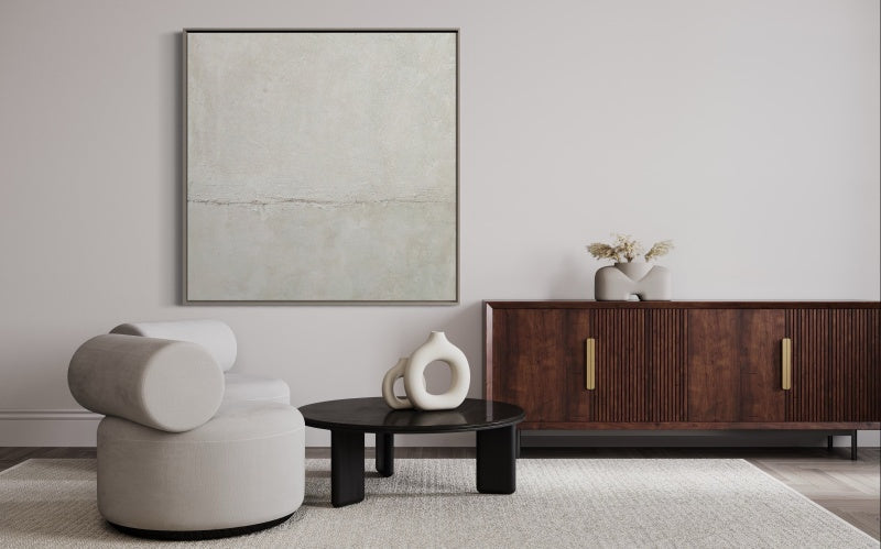 Contemporary Minimalist Oil Painting - Subtle Textures and Soft Color Palette