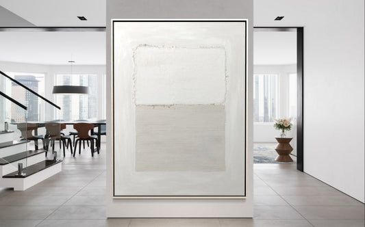 Abstract Oil Painting in Soft Grayscale – Modern Art for Elegant Home Decor