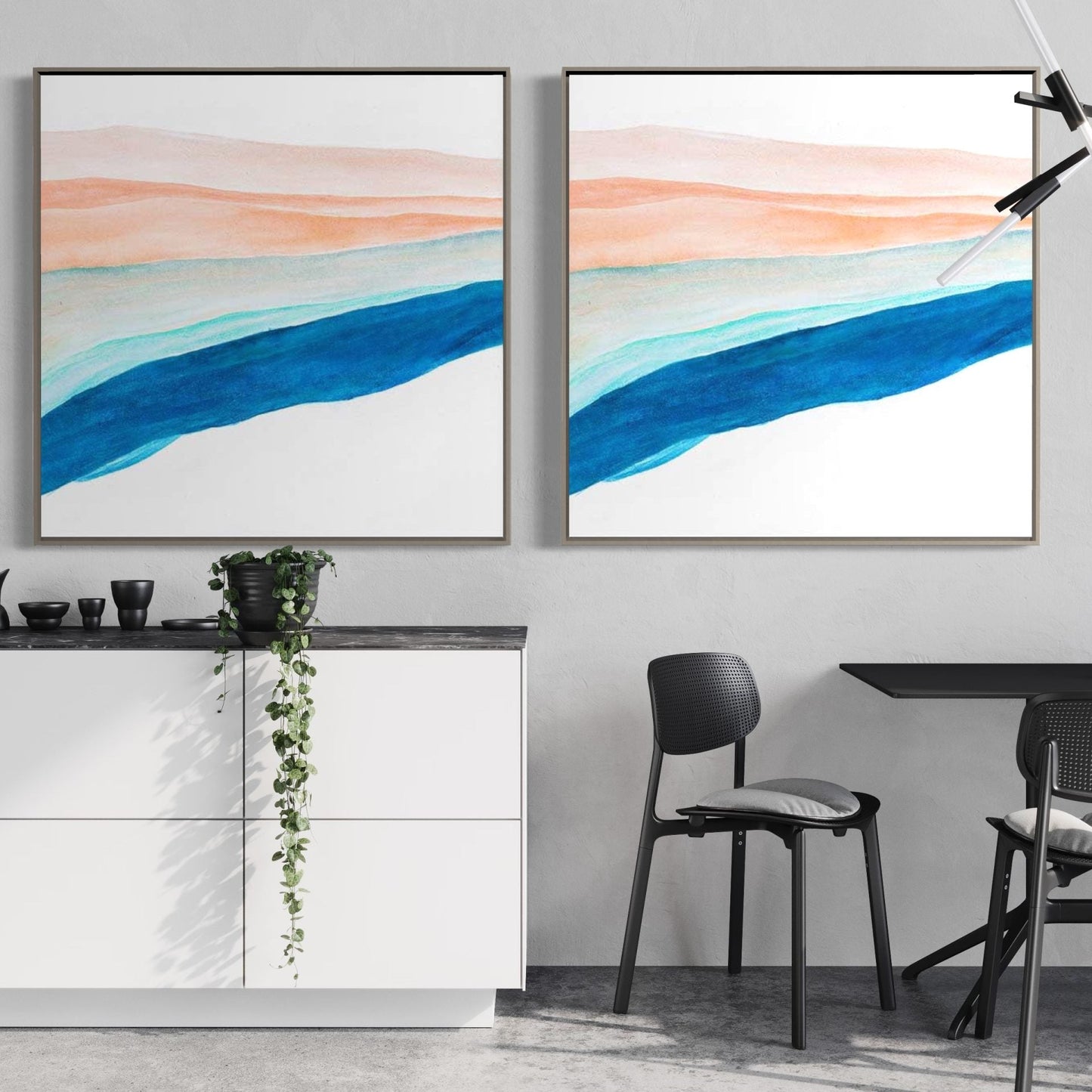 Serene Ocean Waves Abstract Oil Painting for Modern Home Decor