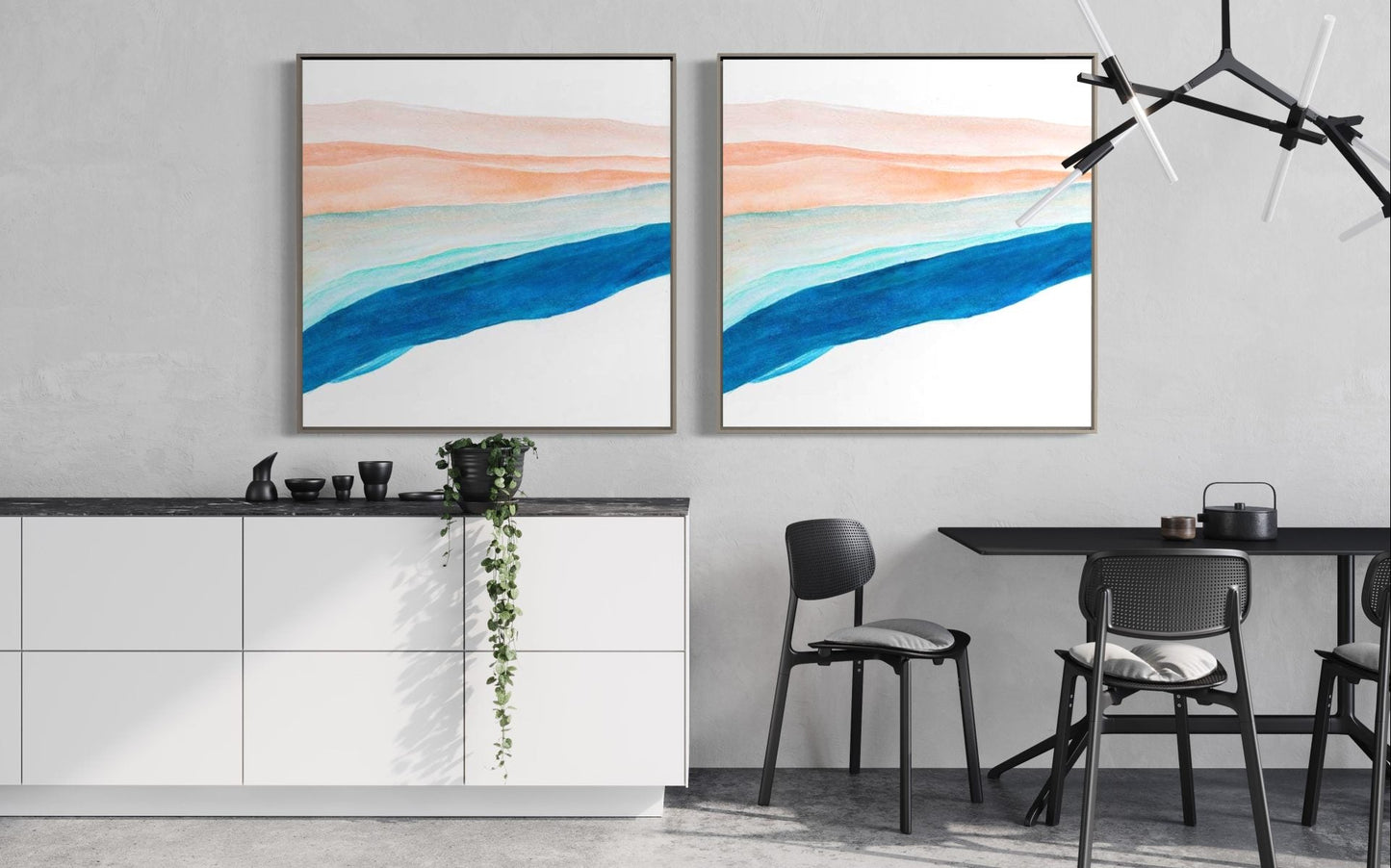 Serene Ocean Waves Abstract Oil Painting for Modern Home Decor