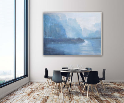 Dreamy Blue Landscape Oil Painting for Tranquil Home Decor