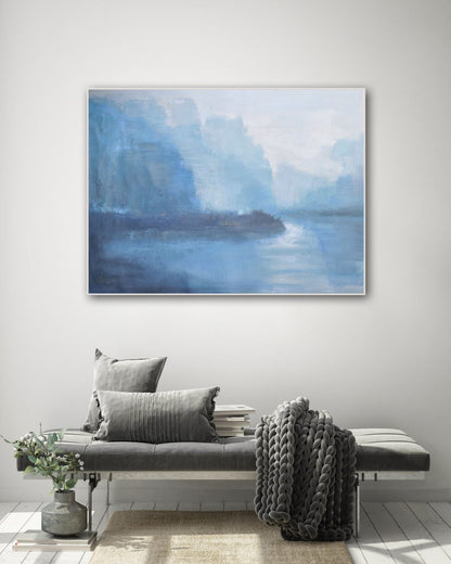 Dreamy Blue Landscape Oil Painting for Tranquil Home Decor