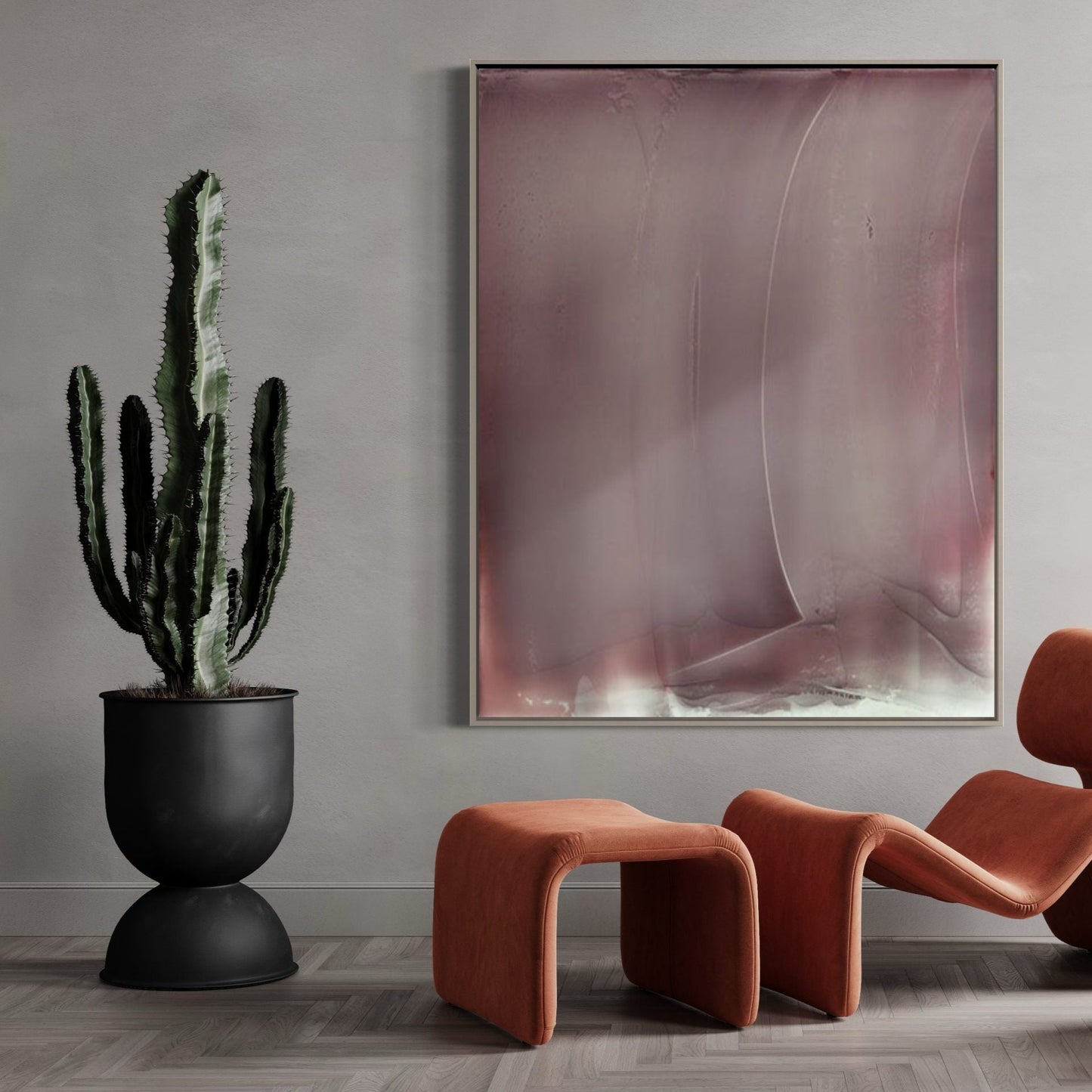 Elegant Abstract Oil Painting in Crimson Tones for Modern Home Decor