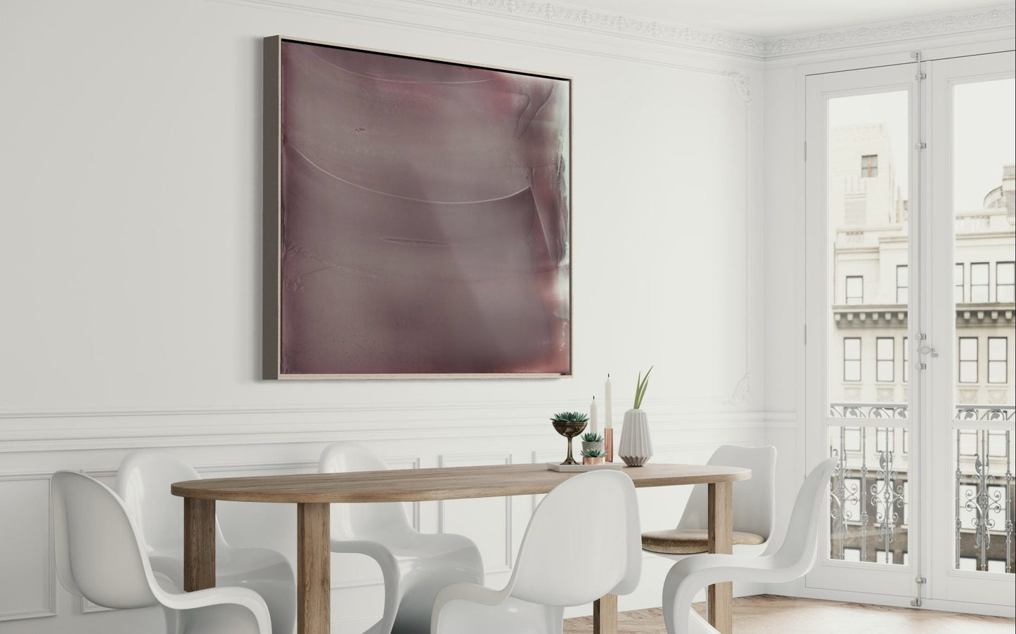 Elegant Abstract Oil Painting in Crimson Tones for Modern Home Decor