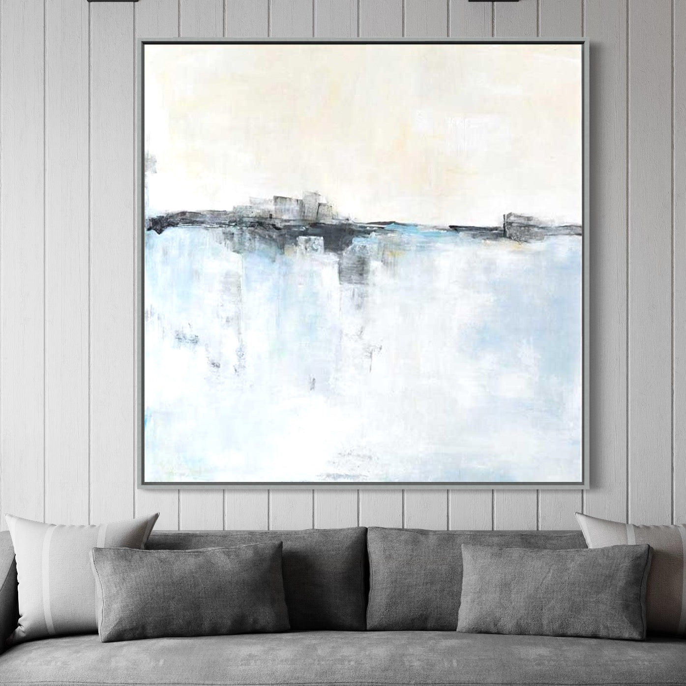 Serene Blue Abstract Oil Painting for Modern Home Decor