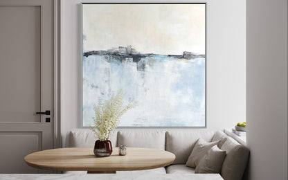 Serene Blue Abstract Oil Painting for Modern Home Decor