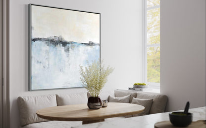 Serene Blue Abstract Oil Painting for Modern Home Decor