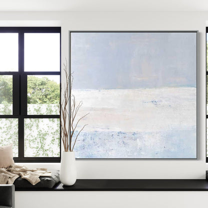 Serene Blue and White Abstract Oil Painting for Modern Home Décor