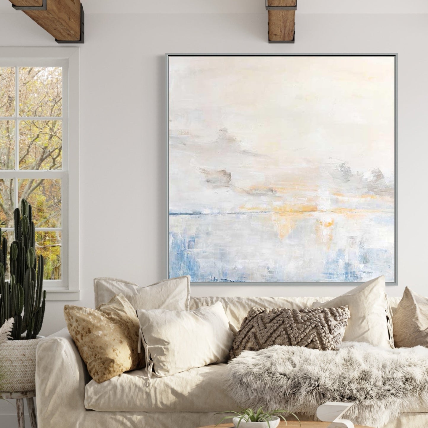 Serene Coastal Landscape Oil Painting for Elegant Home Decor