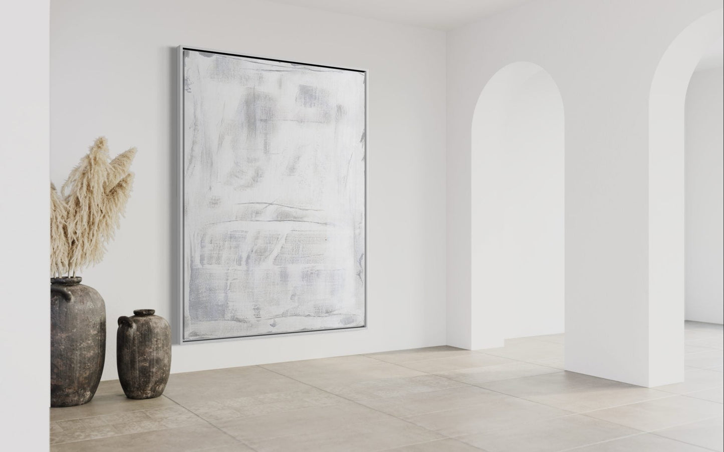Abstract White Serenity Oil Painting for Modern Home Decor