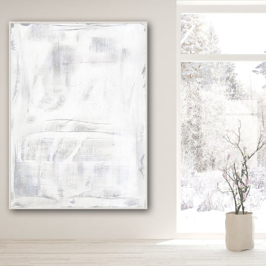 Abstract White Serenity Oil Painting for Modern Home Decor