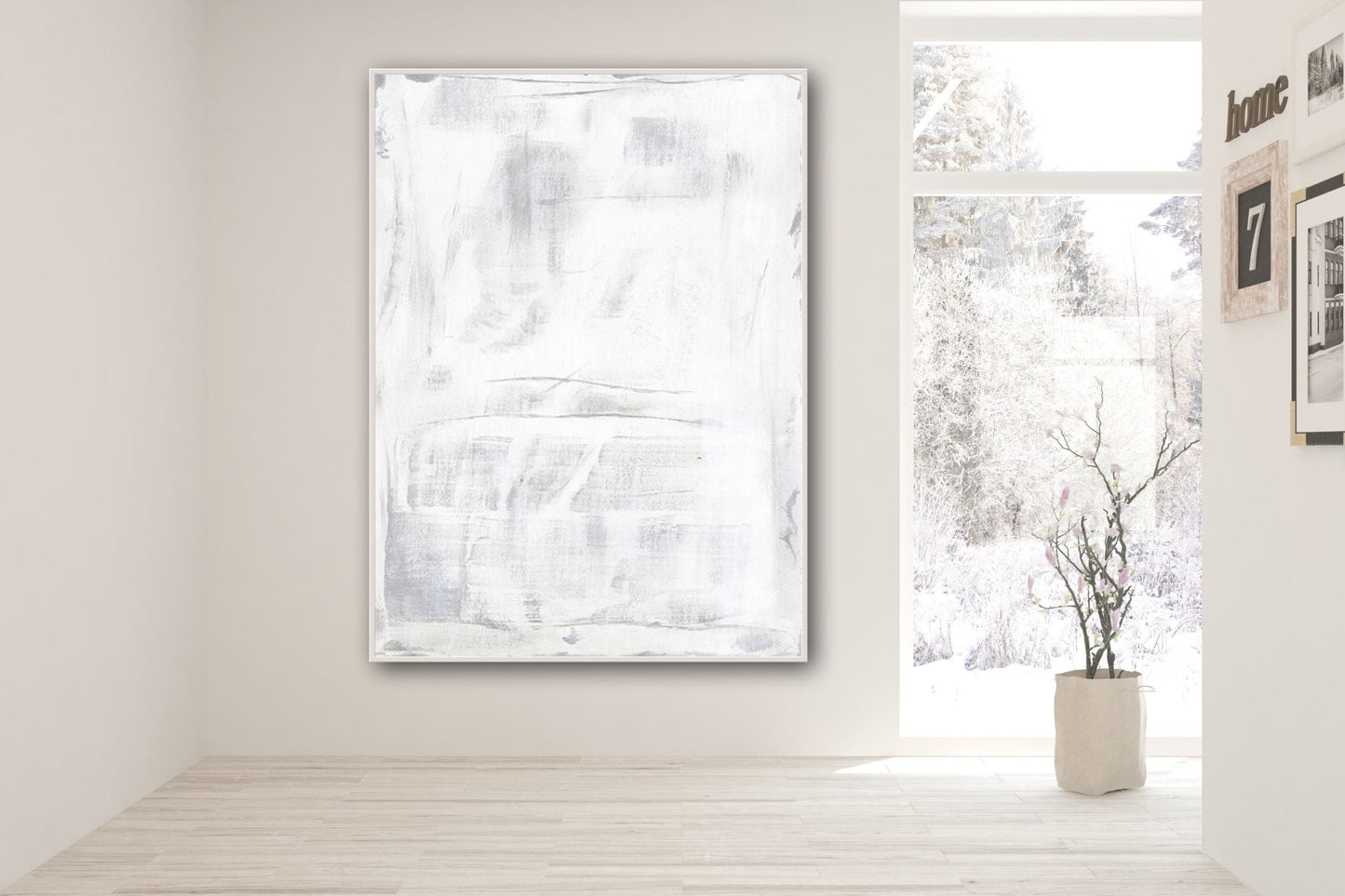 Abstract White Serenity Oil Painting for Modern Home Decor