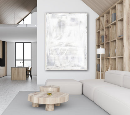 Abstract White Serenity Oil Painting for Modern Home Decor