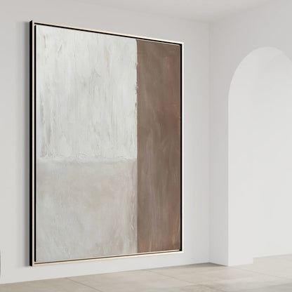 Serene Coastal Retreat: Minimalist Beach Oil Painting for Tranquil Home Decor