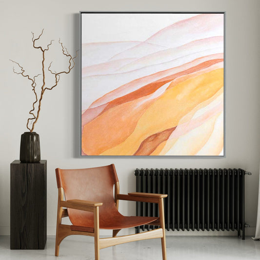 Abstract Oil Painting of Serene Landscape in Warm Earthy Tones