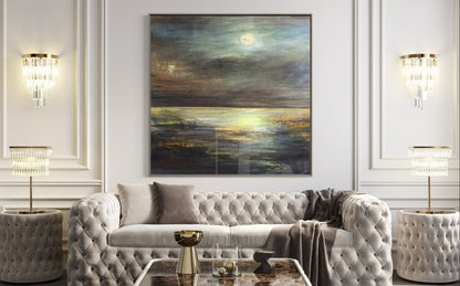 Serene Sunset Reflection: Captivating Oil Painting of Dusk at the Water's Edge