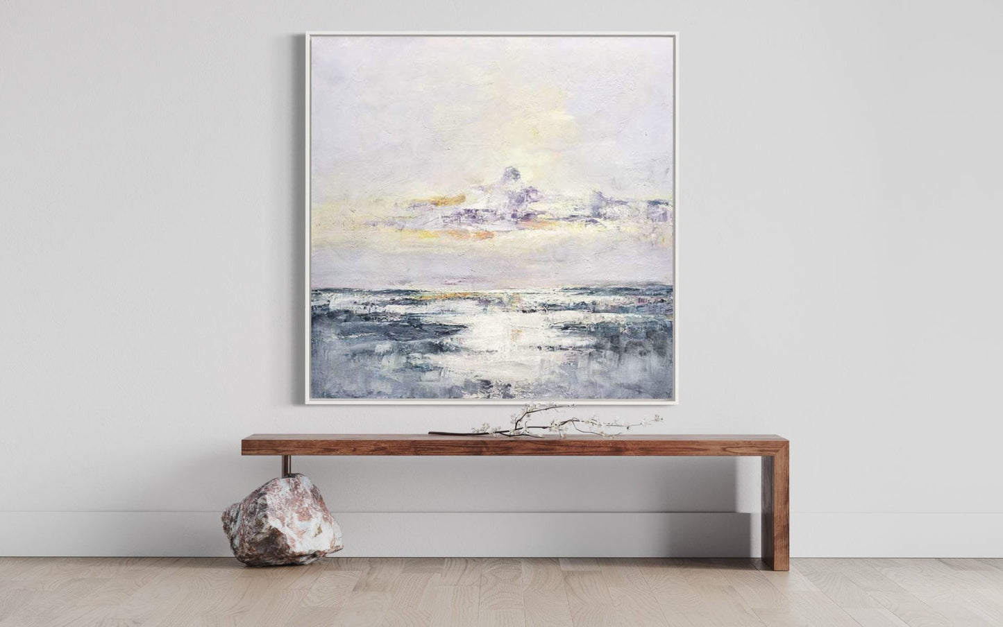 Serene Lake and Dawn Sky Oil Painting for Tranquil Home Decor