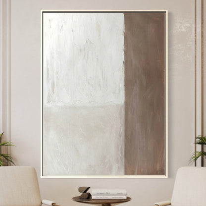 Serene Coastal Retreat: Minimalist Beach Oil Painting for Tranquil Home Decor