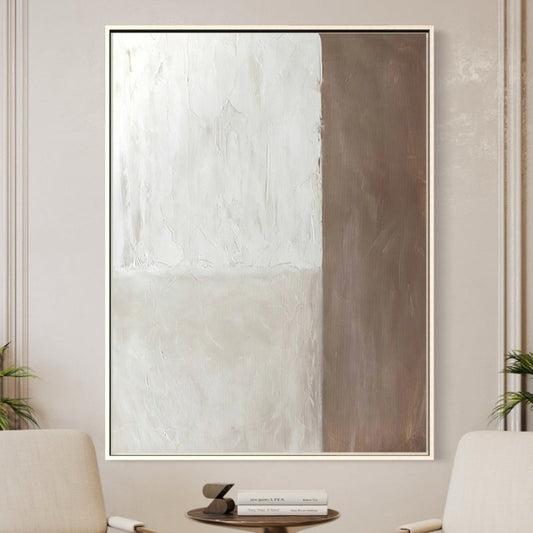Serene Coastal Retreat: Minimalist Beach Oil Painting for Tranquil Home Decor