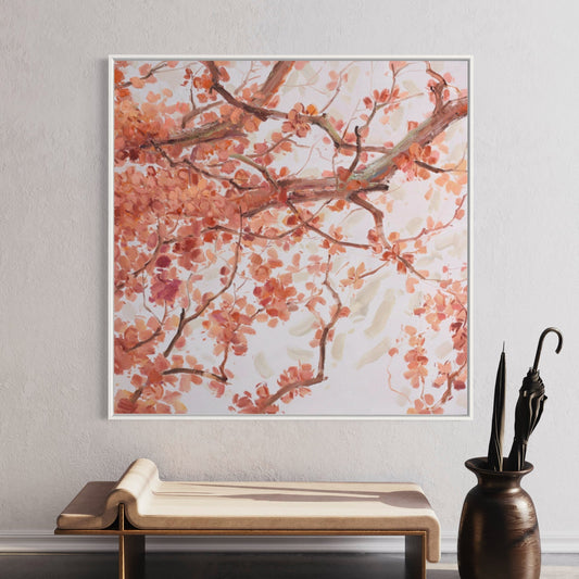 Blossoming Serenity: Elegant Oil Painting of Delicate Pink Flowers